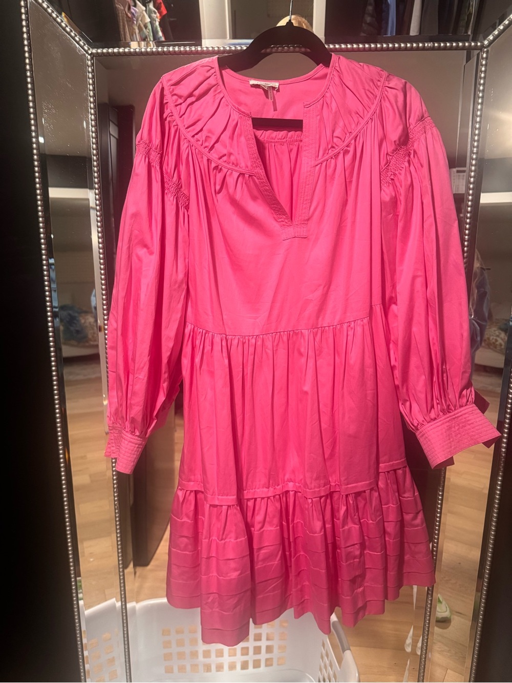 Tyler Boe Hot Pink Tiered Cotton Dress